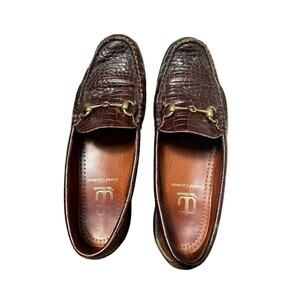 ALLEN EDMONDS‎ Size 7.5D Grand Cayman Brown Croc Horse Bit Loafers Shoes